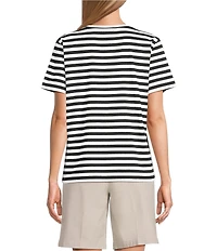 Westbound Perfect Outfit Picks Stripe Print Short Sleeve Crew Neck Tee