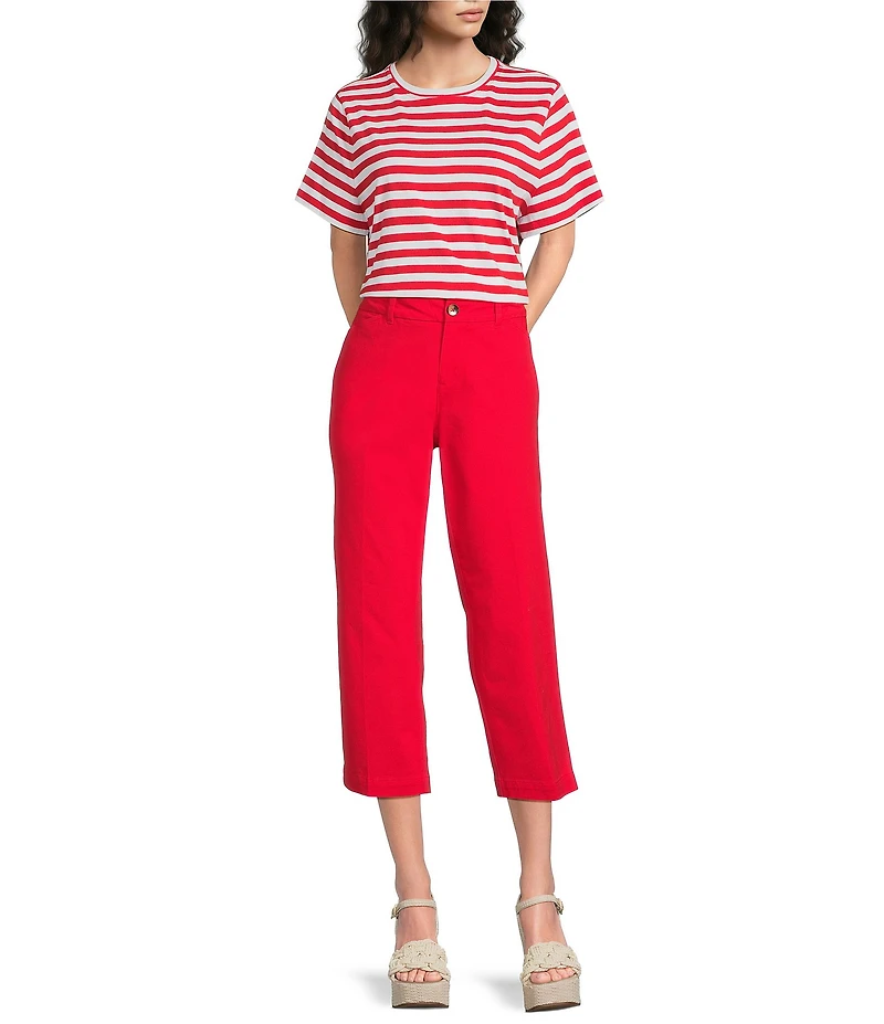 Westbound Perfect Outfit Picks Stripe Print Short Sleeve Crew Neck Tee