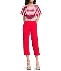 Westbound Perfect Outfit Picks Stripe Print Short Sleeve Crew Neck Tee