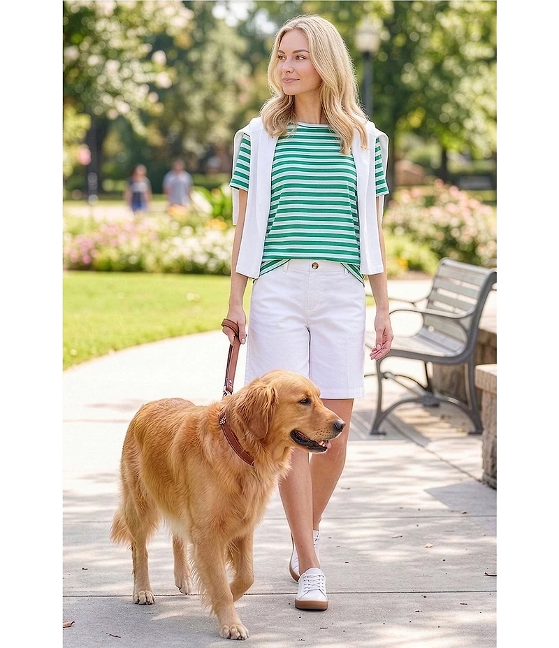 Westbound Perfect Outfit Picks Stripe Print Short Sleeve Crew Neck Tee