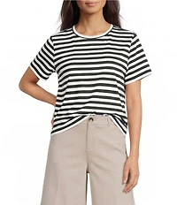 Westbound Perfect Outfit Picks Stripe Print Short Sleeve Crew Neck Tee