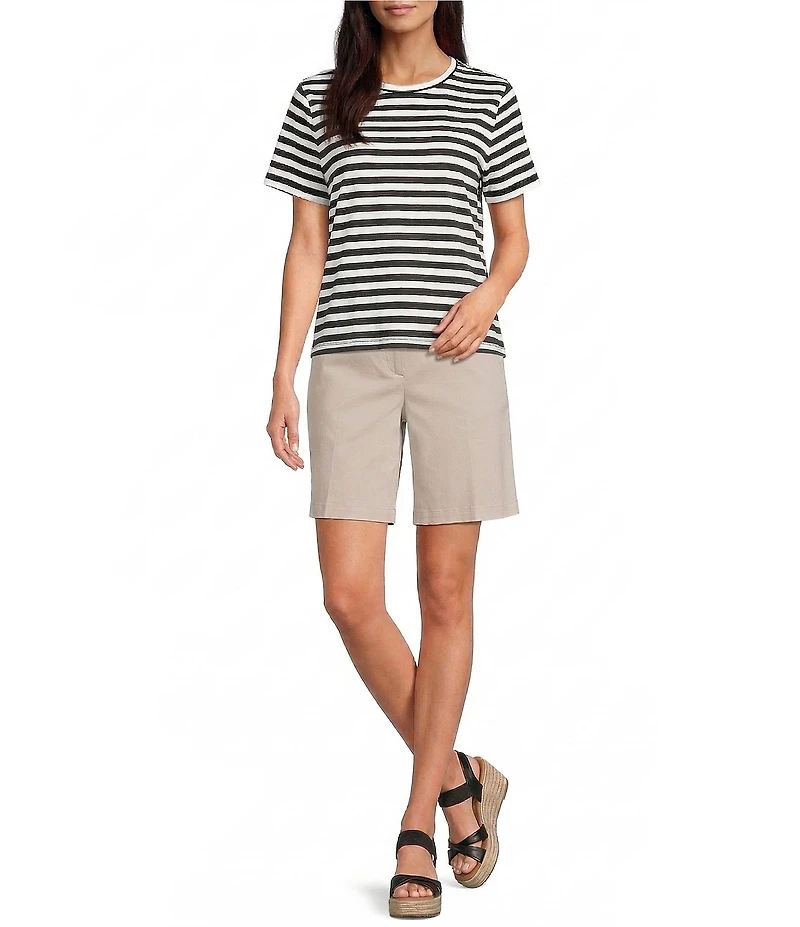 Westbound Perfect Outfit Picks Stripe Print Short Sleeve Crew Neck Tee
