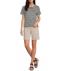 Westbound Perfect Outfit Picks Stripe Print Short Sleeve Crew Neck Tee