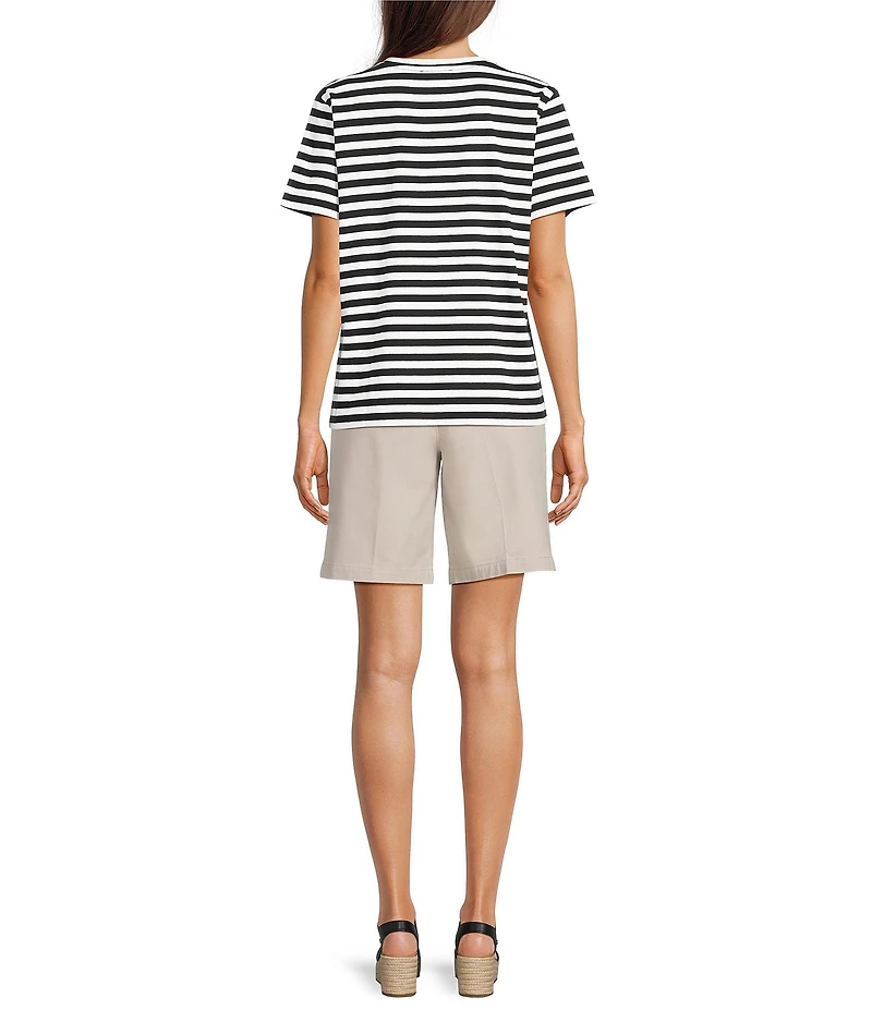 Westbound Perfect Outfit Picks Stripe Print Short Sleeve Crew Neck Tee