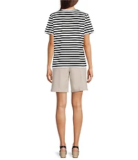 Westbound Perfect Outfit Picks Stripe Print Short Sleeve Crew Neck Tee