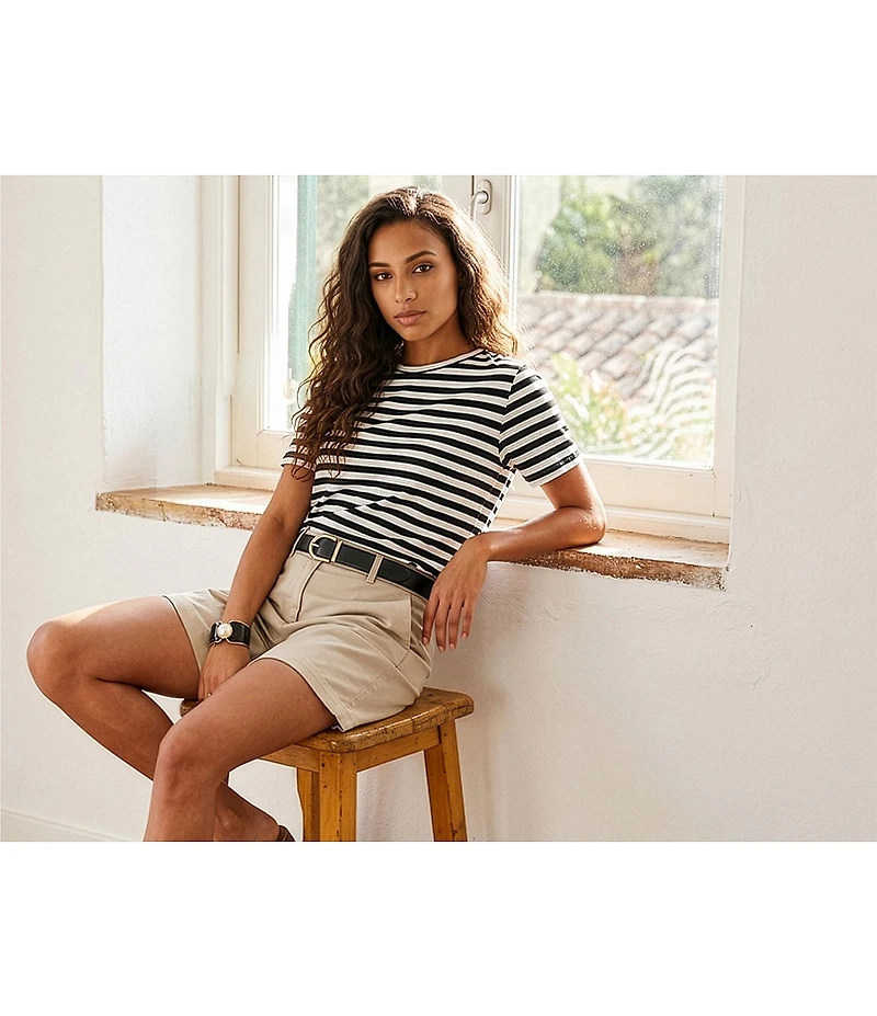 Westbound Perfect Outfit Picks Stripe Print Short Sleeve Crew Neck Tee