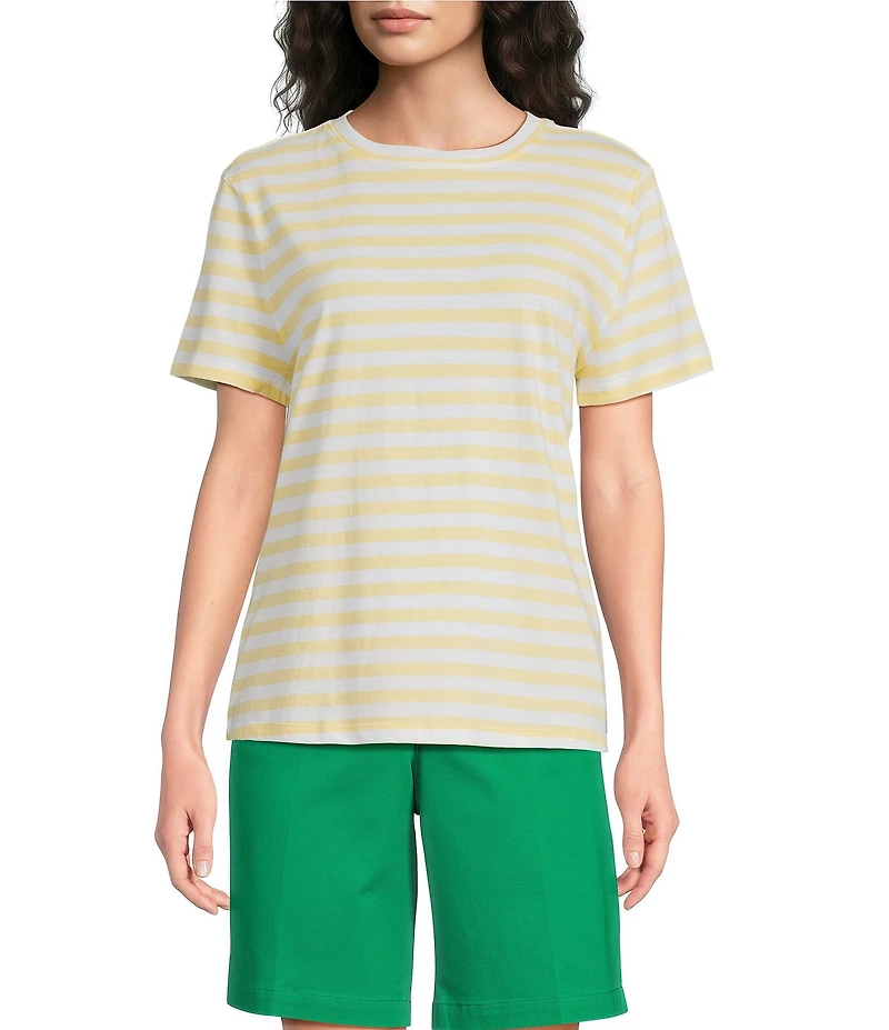 Westbound Perfect Outfit Picks Stripe Print Short Sleeve Crew Neck Tee