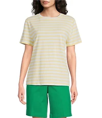 Westbound Perfect Outfit Picks Stripe Print Short Sleeve Crew Neck Tee