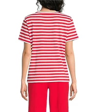 Westbound Perfect Outfit Picks Stripe Print Short Sleeve Crew Neck Tee