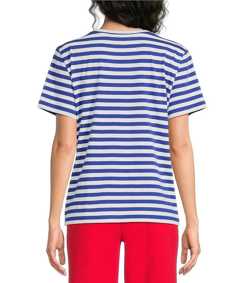 Westbound Perfect Outfit Picks Stripe Print Short Sleeve Crew Neck Tee