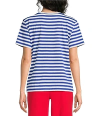 Westbound Perfect Outfit Picks Stripe Print Short Sleeve Crew Neck Tee