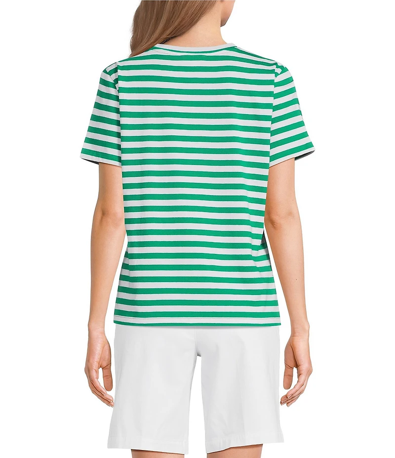 Westbound Perfect Outfit Picks Stripe Print Short Sleeve Crew Neck Tee