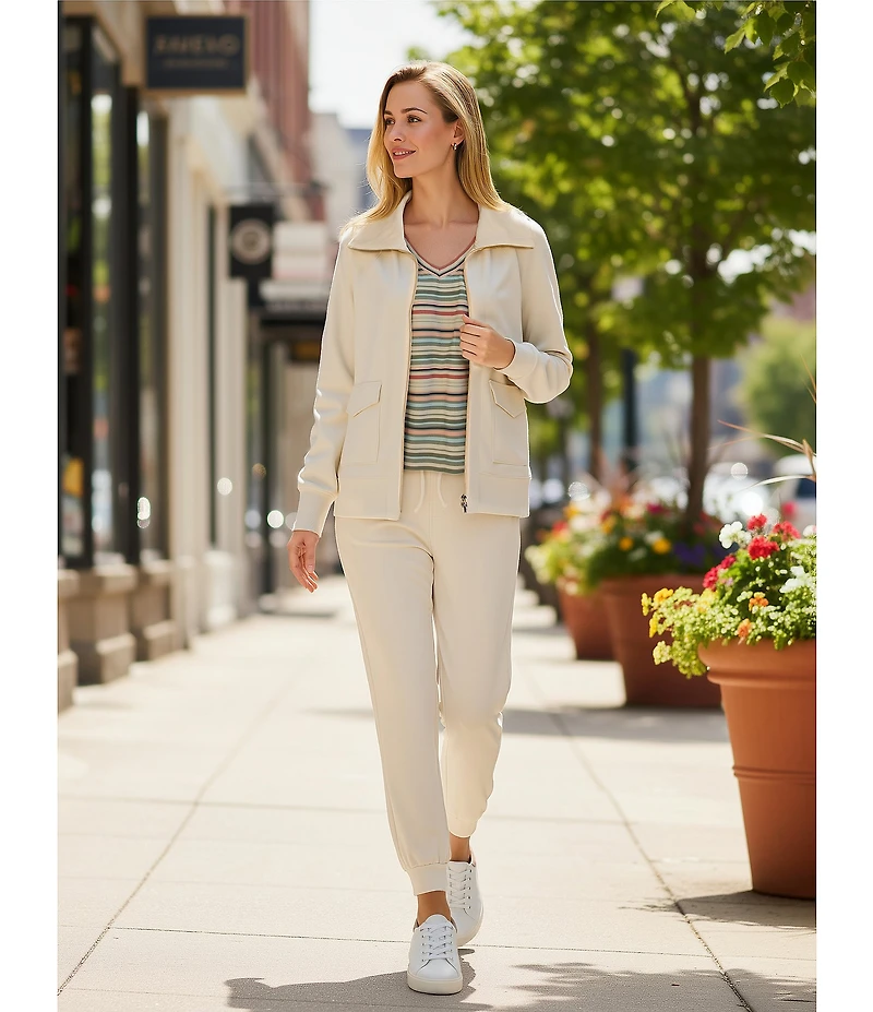 Westbound Striped Knit Long Sleeve V-Neck Top