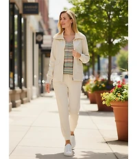 Westbound Striped Knit Long Sleeve V-Neck Top