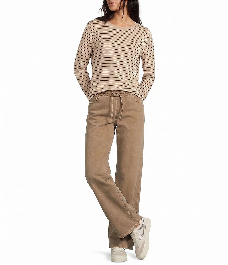 Westbound Striped Long Sleeve Crew Neck Knit Tee