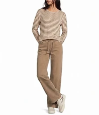 Westbound Striped Long Sleeve Crew Neck Knit Tee
