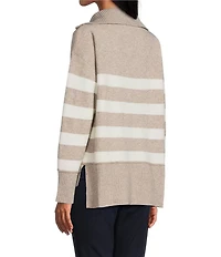 Westbound Striped Long Sleeve Quarter Zip Sweater