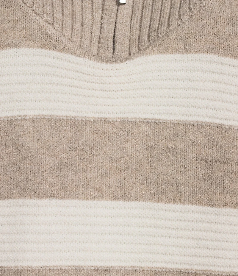 Westbound Striped Long Sleeve Quarter Zip Sweater