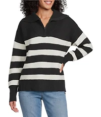 Westbound Striped Long Sleeve Quarter Zip Sweater