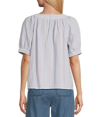 Westbound Striped Short Sleeve Square Neck Top