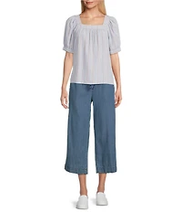 Westbound Striped Short Sleeve Square Neck Top