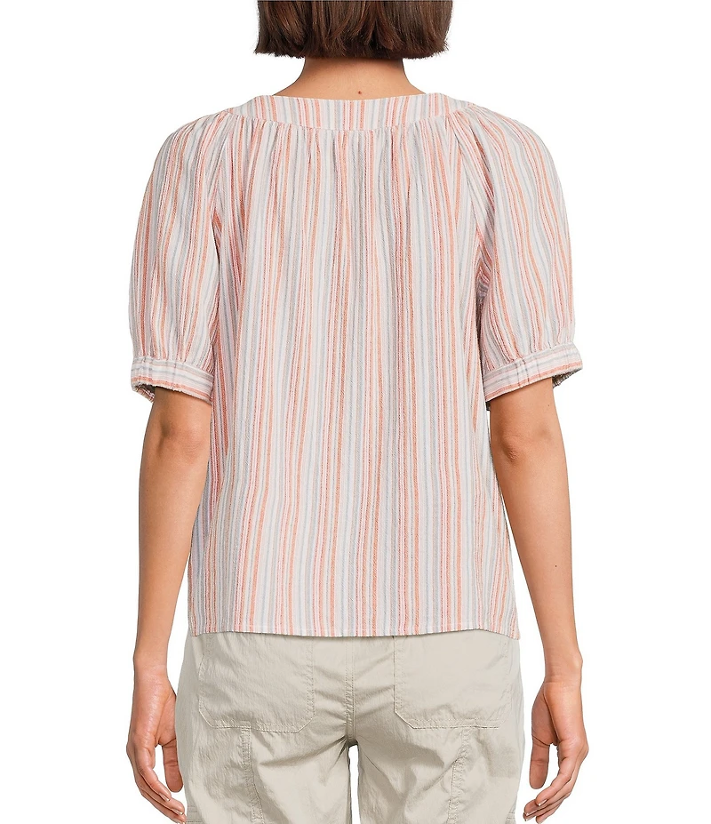Westbound Striped Short Sleeve Square Neck Top