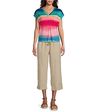 Westbound Sun Ombre V-Neck Cap Sleeve Top