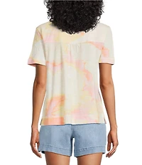 Westbound Sunrise Haze Print Short Sleeve V-Neck Top