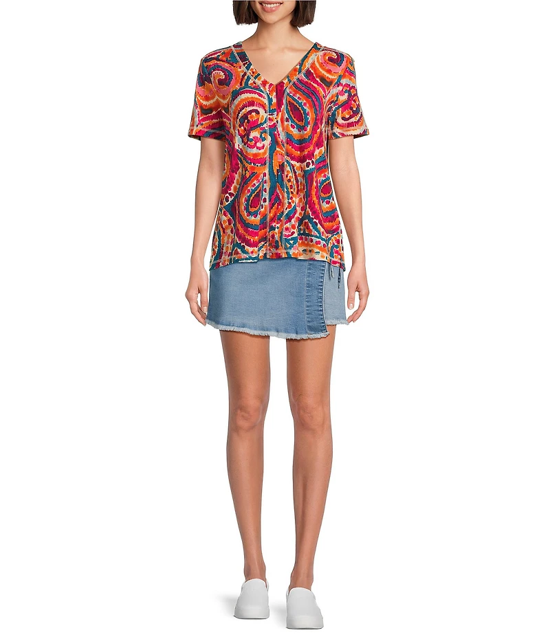 Westbound Denim Tie Wrap Fray Hem Skort