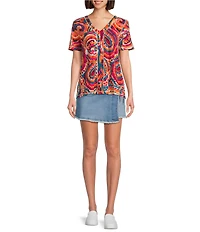 Westbound Denim Tie Wrap Fray Hem Skort