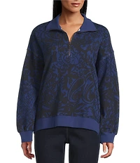 Westbound Twilight Blue Paisley Patch Long Sleeve Quarter Zip Pullover