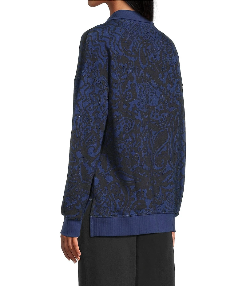 Westbound Twilight Blue Paisley Patch Long Sleeve Quarter Zip Pullover