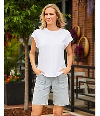 Westbound Twist Sleeve Crew Neck Top