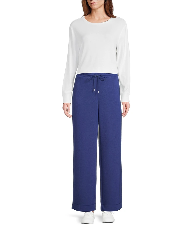 Westbound Wide Leg Drawstring Knit Pants