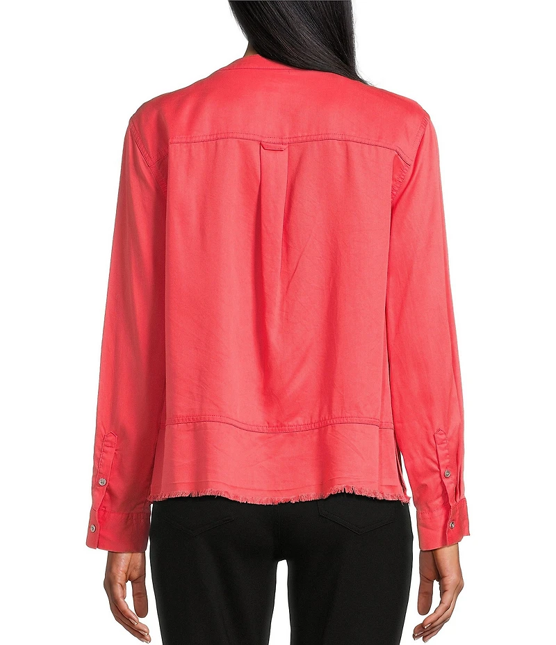 Westbound Woven Long Sleeve Henley Top