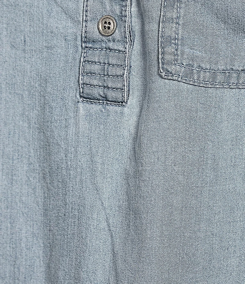 Westbound Woven Long Sleeve Henley Top