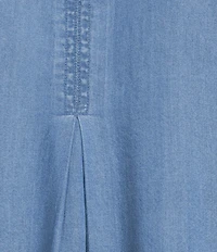 Westbound Woven 3/4 Tie Sleeve V-Neck Top