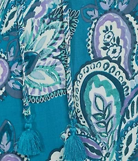Westbound Woven Celestial Spice Mix Paisley 3/4 Sleeve V-Neck Tie Top