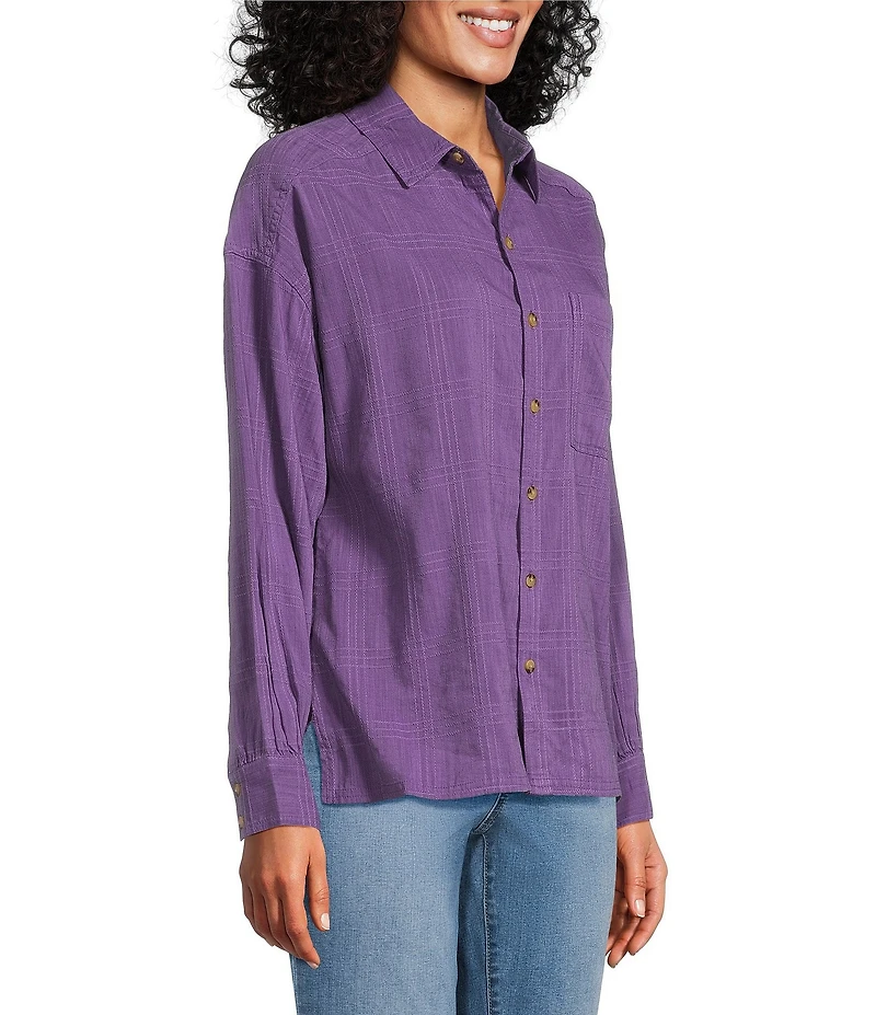 Westbound Woven Collared Oversized Long Sleeve Top