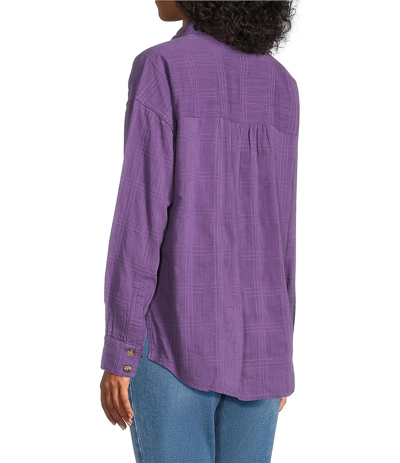 Westbound Woven Collared Oversized Long Sleeve Top