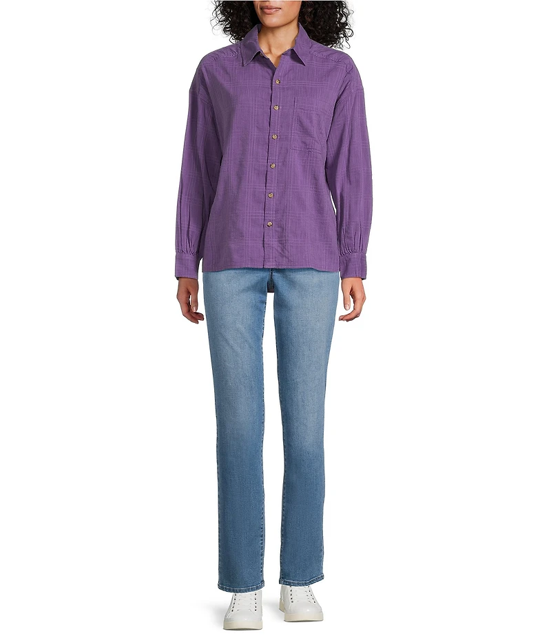 Westbound Woven Collared Oversized Long Sleeve Top