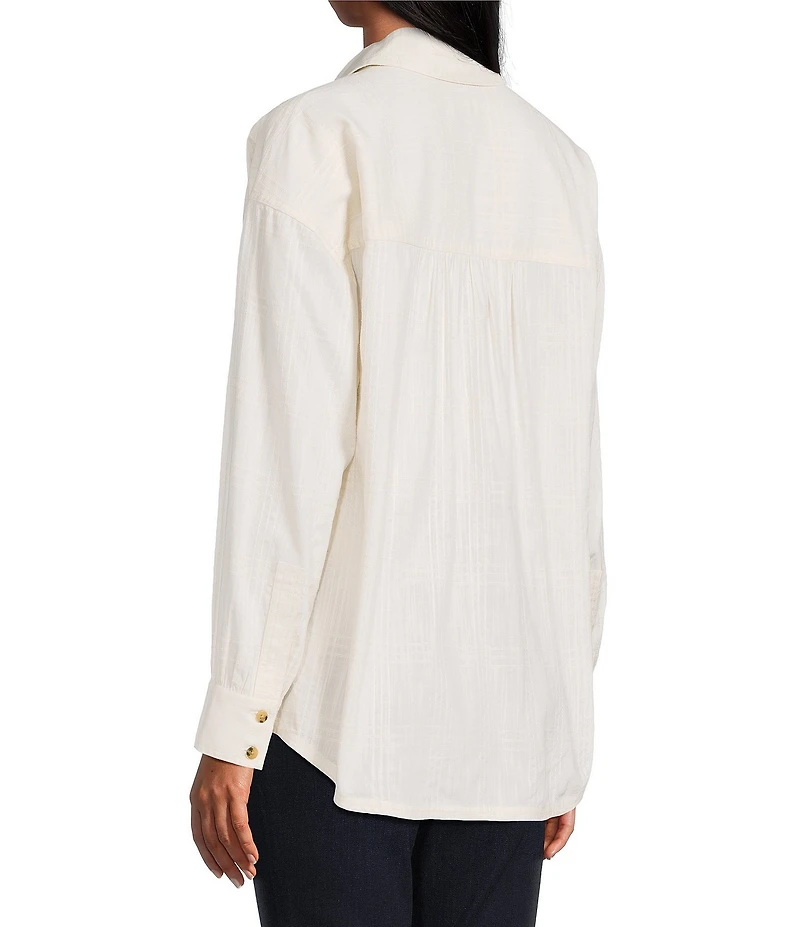Westbound Woven Collared Oversized Long Sleeve Top