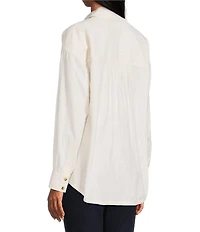 Westbound Woven Collared Oversized Long Sleeve Top