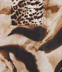 Westbound Woven Mocha Sandy Leopard 3/4 Sleeve V-Neck Tie Blouse