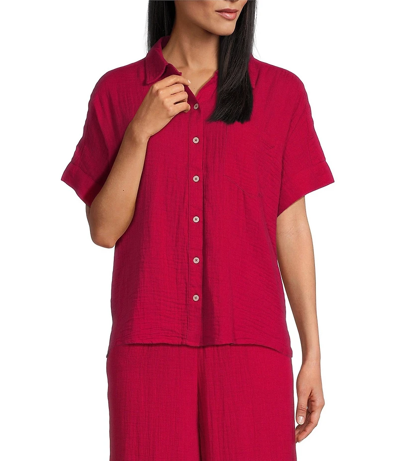 Westbound Woven Short Sleeve Button Front Top