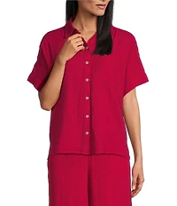 Westbound Woven Short Sleeve Button Front Top