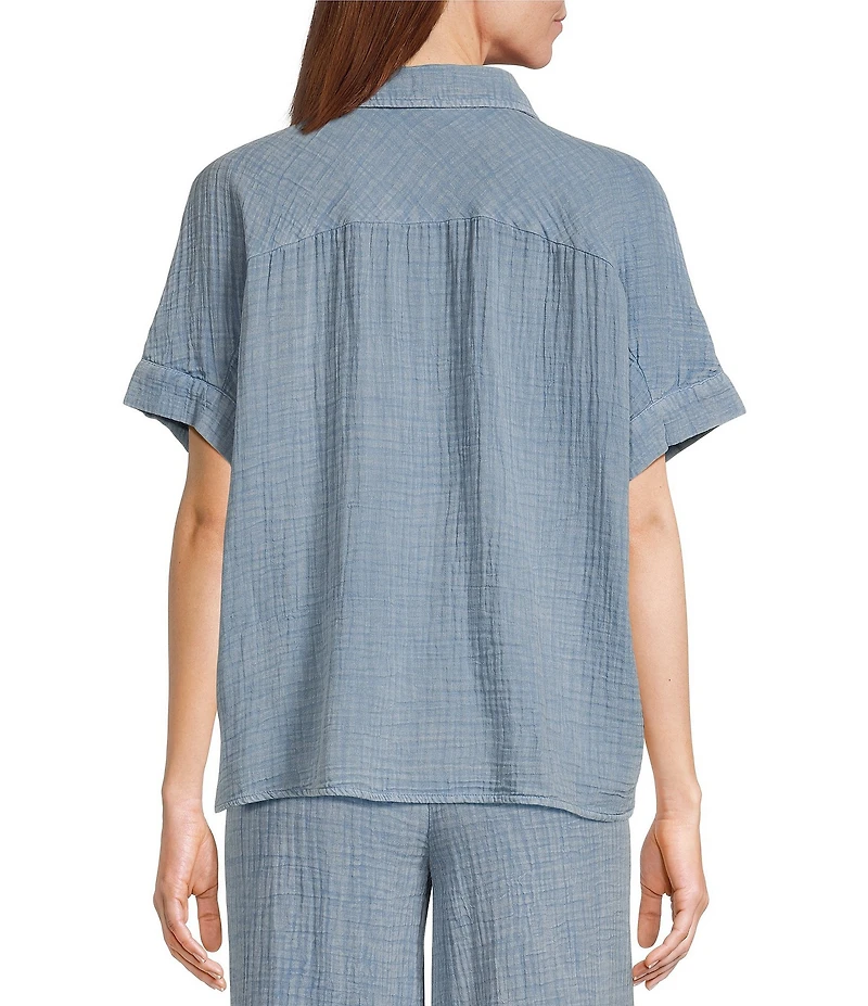 Westbound Woven Short Sleeve Button Front Top