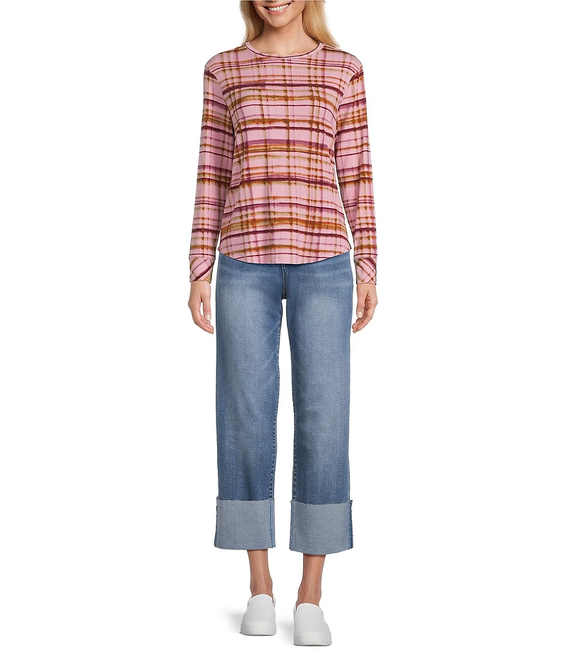 Westbound Zephyr Soft Plaid Long Sleeve Crew Neck Pullover