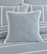 White Sand Beachwood Textured Striped Square Decorative Pillow