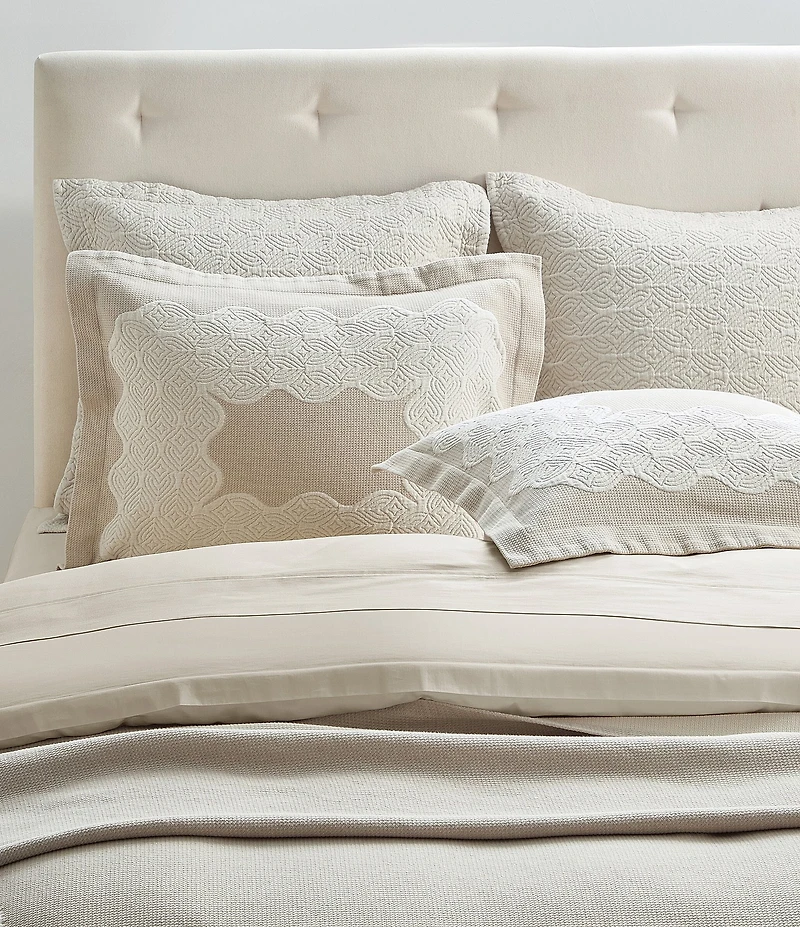 White Sand Brisbane Matelasse Geo-Textured Border Pattern Sham